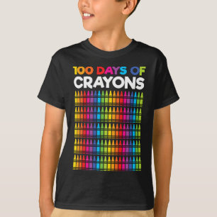 100 Days of Crayons  for Girls Kids 100th Day Of S T-Shirt