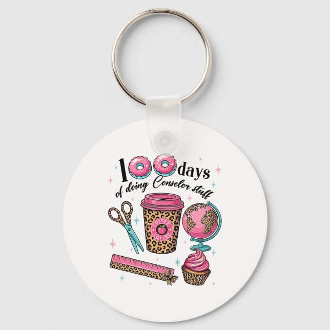 100 Days Of Doing Teacher Stuff, Happy 100 Days Of Keychain (Front)