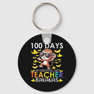 100 Days Of Driving My Teacher Bananas 100th Day Keychain