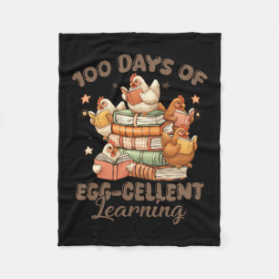 100 Days Of Egg-Cellent Learning Funny Chicken Fleece Blanket