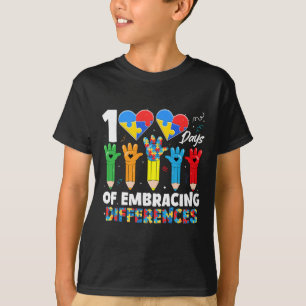 100 Days Of Embracing Differences Autism 100th Day T-Shirt