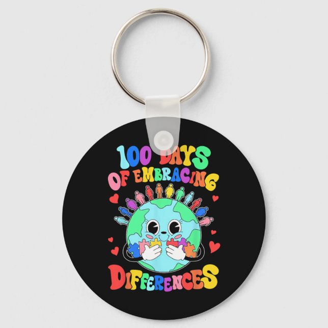 100 Days Of Embracing Differences Autism Awareness Keychain (Front)