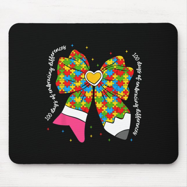 100 Days Of Embracing Differences Coquette Bow Aut Mouse Pad (Front)