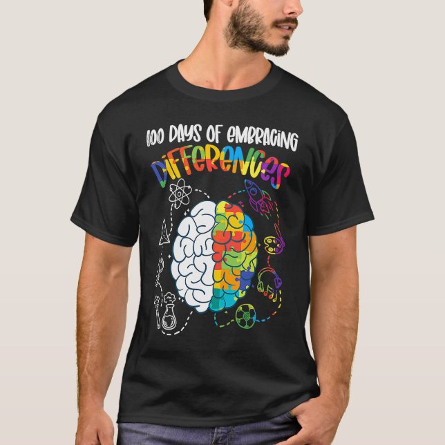 100 Days Of Embracing Differences Sped Teacher Aut T-Shirt (Front)
