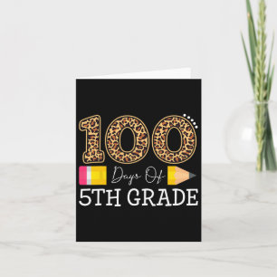 100 Days Of Fifth Grade Leopard Happy 100th Day Of Card