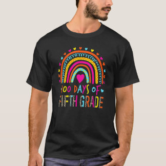 100 Days Of Fifth Grade Leopard Rainbow 100th Day  T-Shirt