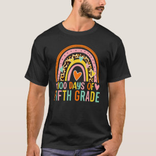 100 Days Of Fifth Grade Leopard Rainbow 100th Day T-Shirt