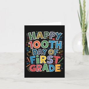 100 Days Of First 1st Grade Teacher Kids 100th Card