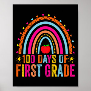 100 Days Of First Grade Teacher Student Boys Kids  Poster