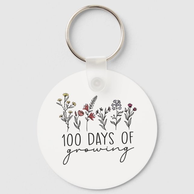 100 Days of Growing Gerdening Plants School  Keychain (Front)