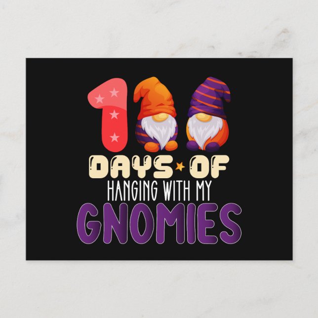 100 Days Of Hanging With My Gnomies School Postcard (Front)
