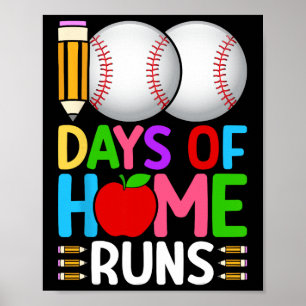 100 Days Of Home Runs Bysebyll 100th Day Of School Poster