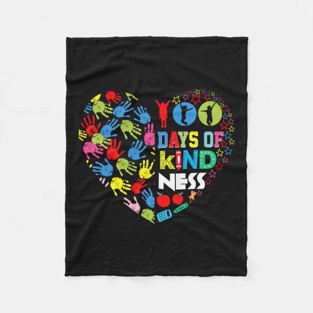 100 Days Of Kind Ness Fun 100 Days Of School Outfi Fleece Blanket (Front)