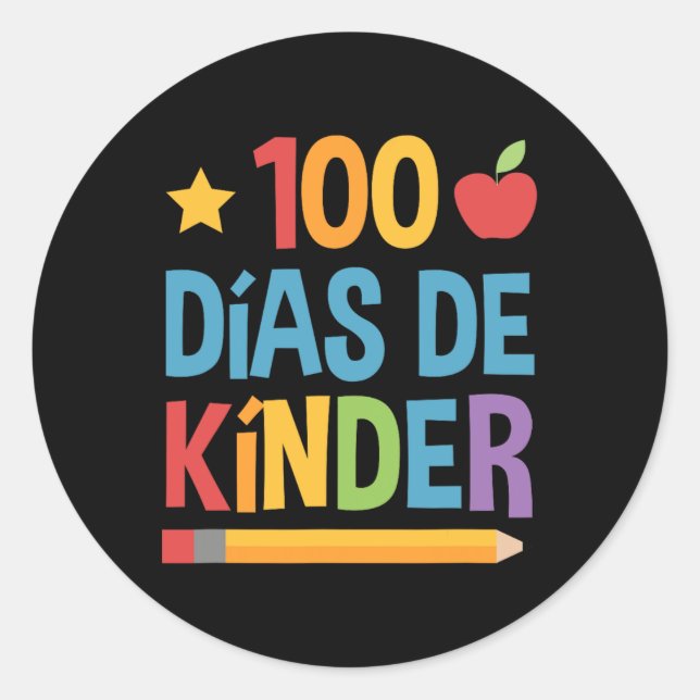 100 Days Of Kinder - Spanish  Classic Round Sticker (Front)