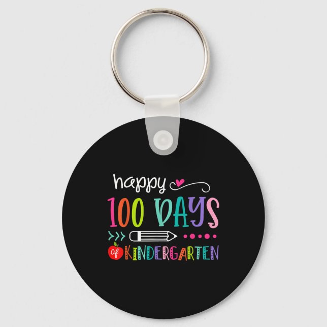 100 Days Of Kindergarten 100th Days Of School Keychain (Front)