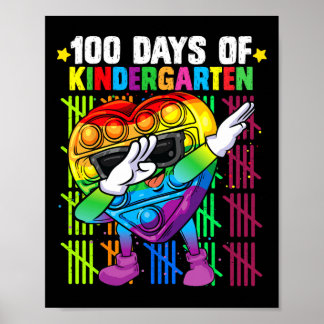 100 Days Of Kindergarten Dabbing Colorful Fidget T Poster