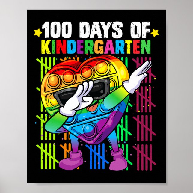 100 Days Of Kindergarten Dabbing Colorful Fidget T Poster (Front)