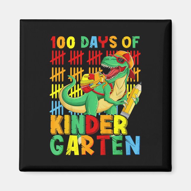 100 Days Of Kindergarten Dinosaur 100th Day Of Magnet (Front)