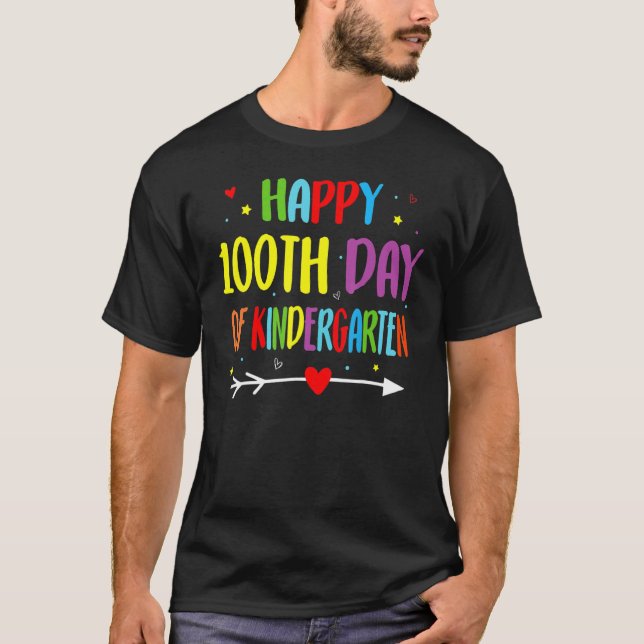 100 Days Of Kindergarten - Happy 100th Day Of Scho T-Shirt (Front)