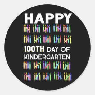 100 Days Of Kindergarten Happy 100th Day Of School Classic Round Sticker