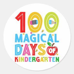 100 Days Of Kindergarten Happy 100th Day Of School Classic Round Sticker