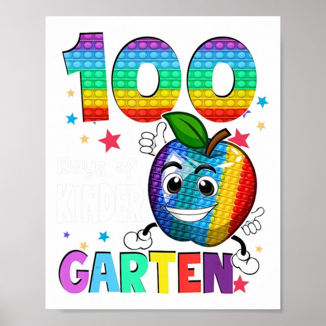100 Days Of Kindergarten School Teacher 100th Day  Poster (Front)