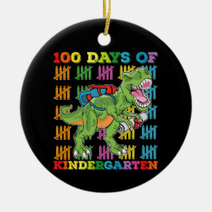 100 Days Of Kindergarten T Rex Dinosaur School Ceramic Ornament