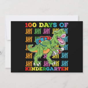 100 Days Of Kindergarten T Rex Dinosaur School Invitation