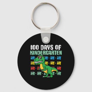 100 Days Of Kindergarten Trex Dinosaur 100th Day S Keychain