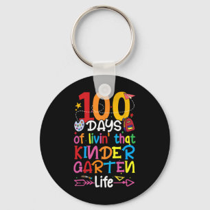 100 Days Of Living That Kindergarten Life Boy Girl Keychain