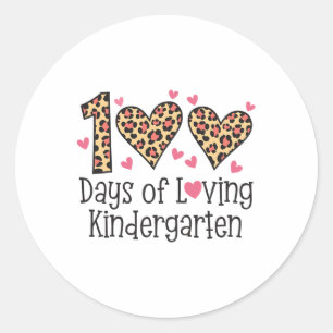 100 Days Of Loving Kindergarten Heart 100th Day Of Classic Round Sticker