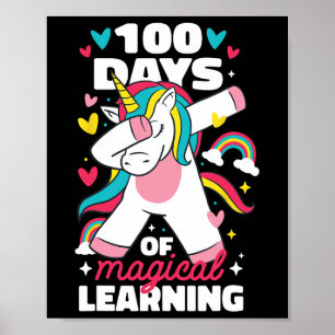 100 days of magical learning 100th day of school u poster