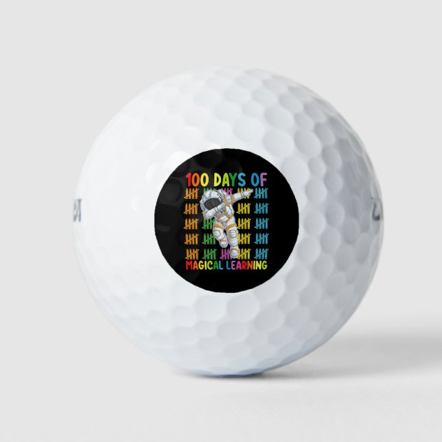 100 Days Of Magical Learning Astronaut School Golf Balls (Front)