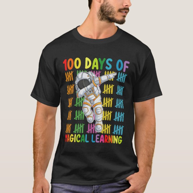 100 Days Of Magical Learning Astronaut School T-Shirt (Front)
