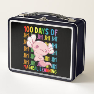 100 Days Of Magical Learning Axolotl School Metal Lunch Box