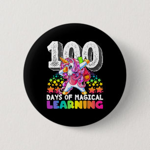 100 days of magical learning dabbing unicorn gift  2 inch round button