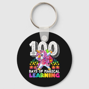 100 Days Of Magical Learning Dabbing Unicorn Gift  Keychain