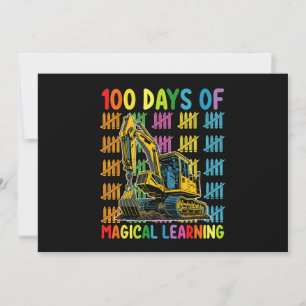 100 Days Of Magical Learning Excavator School Invitation