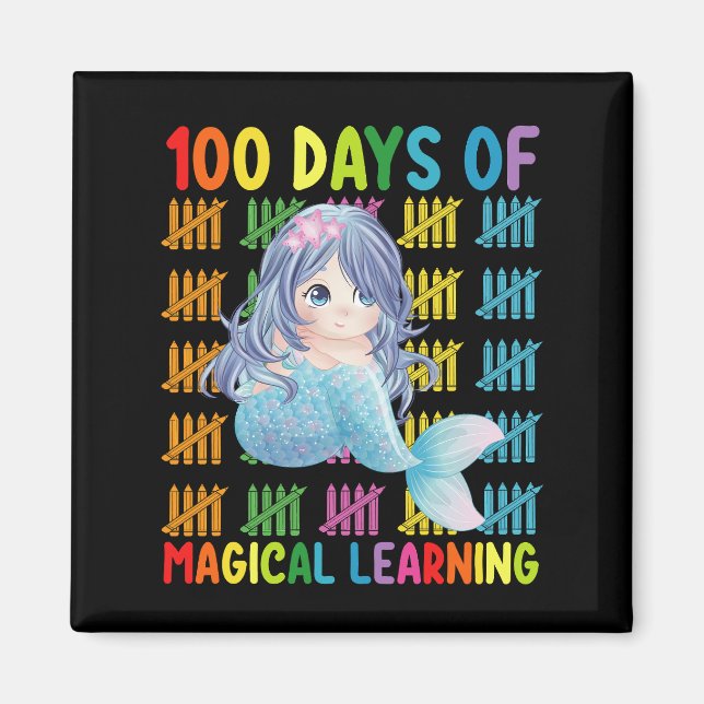 100 Days Of Magical Learning Mermaid School Magnet (Front)