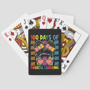 100 Days Of Magical Learning Messy Bun School Playing Cards