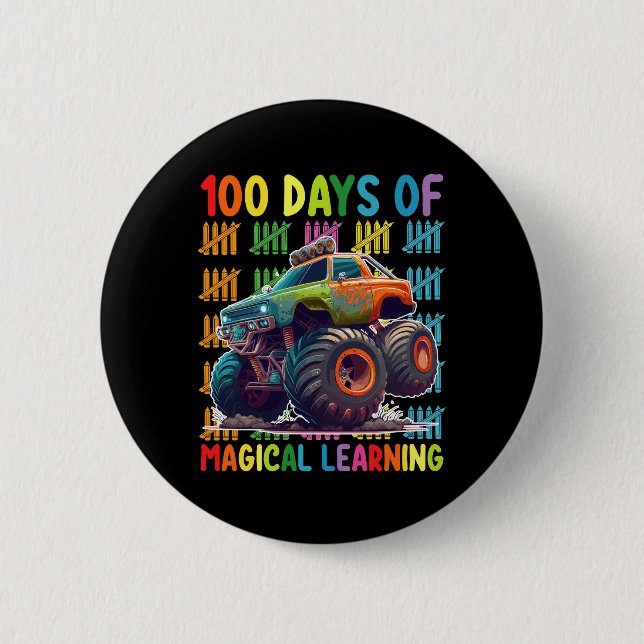 100 Days Of Magical Learning Monster Truck School 2 Inch Round Button (Front)