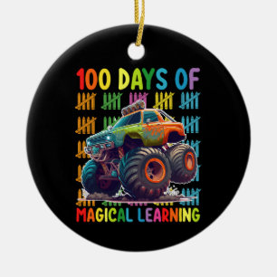 100 Days Of Magical Learning Monster Truck School Ceramic Ornament