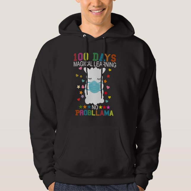 100 Days of Magical Learning No Probllama Llama Ma Hoodie (Front)