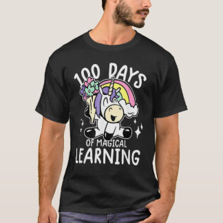 100 Days Of Magical Learning Rainbow Unicorn 100 D T-Shirt