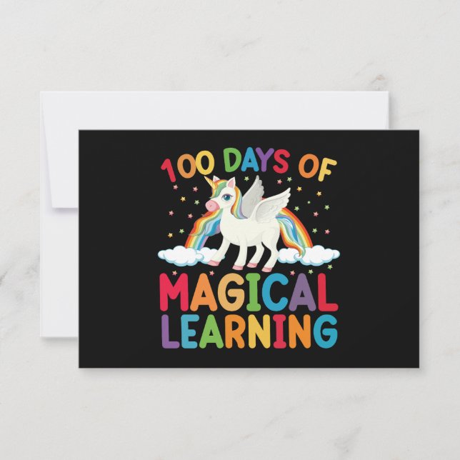 100 Days Of Magical Learning School Unicorn Girls  Card (Front)