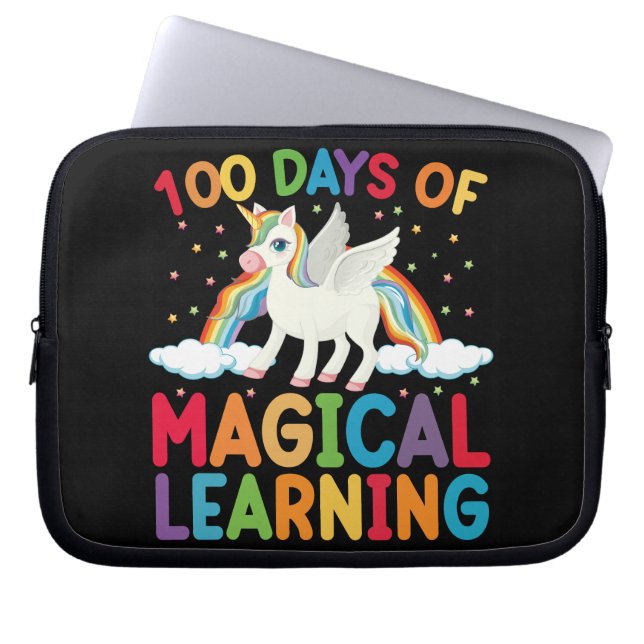 100 Days Of Magical Learning School Unicorn Girls  Laptop Sleeve (Front)