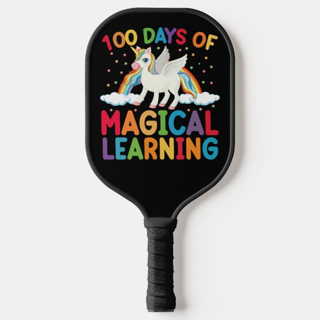 100 Days Of Magical Learning School Unicorn Girls  Pickleball Paddle (Front)