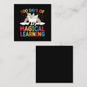 100 Days Of Magical Learning School Unicorn Girls  Square Business Card