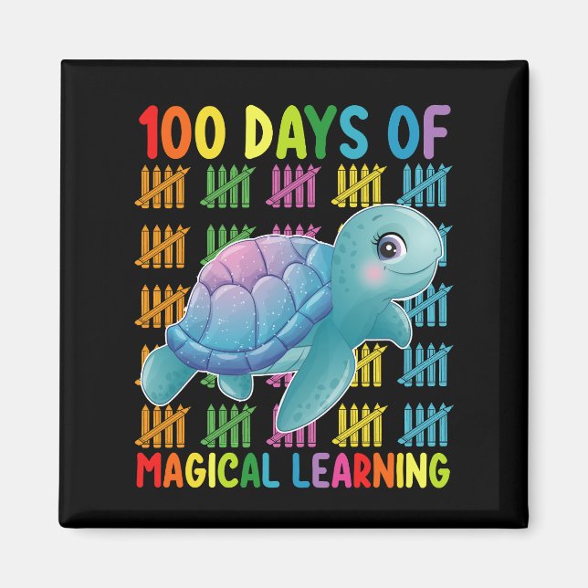 100 Days Of Magical Learning Turtle School Magnet (Front)