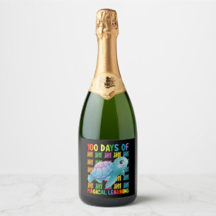100 Days Of Magical Learning Turtle School Sparkling Wine Label